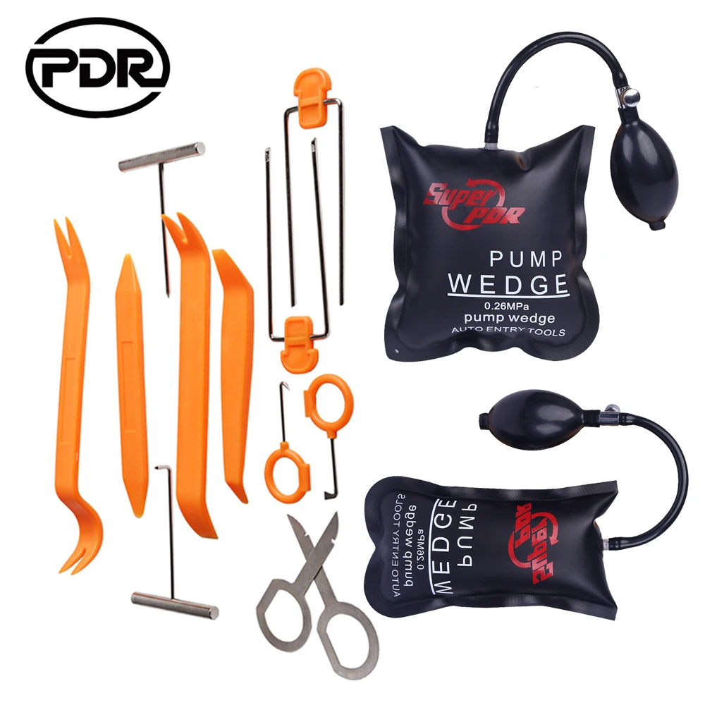 

PDR Locksmith Supplies Air Pump Wedge Auto Lockout Tool Kit Lock Pick Set Lock Opener Car Radio Panel Removal Tools Door Opening