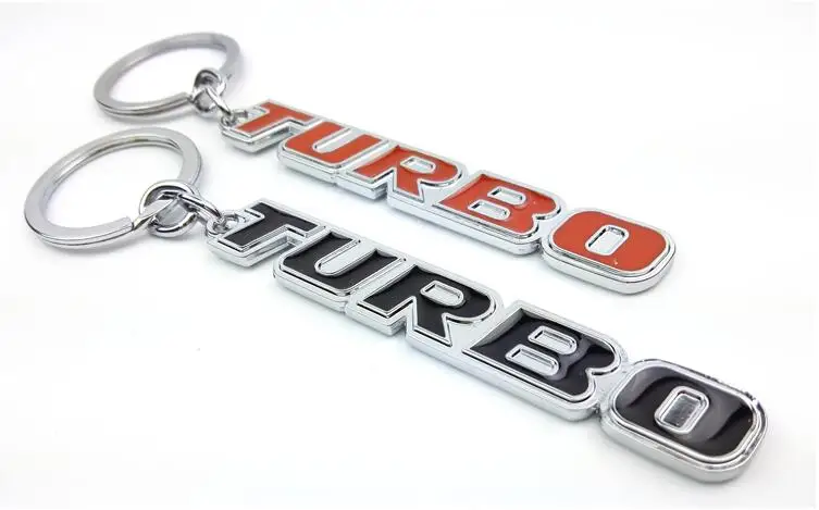 5 шт. chrome металла turbo Ключи Кольца брелок Наклейки красные, черные металлические Turbo брелки брелок стилю Ключи аксессуар