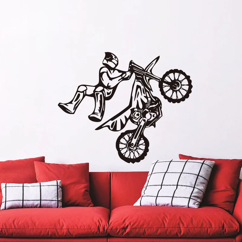 DCTOP Creative Stunt Bike Wall Art Sticker Removable PVC Vehicle Wall