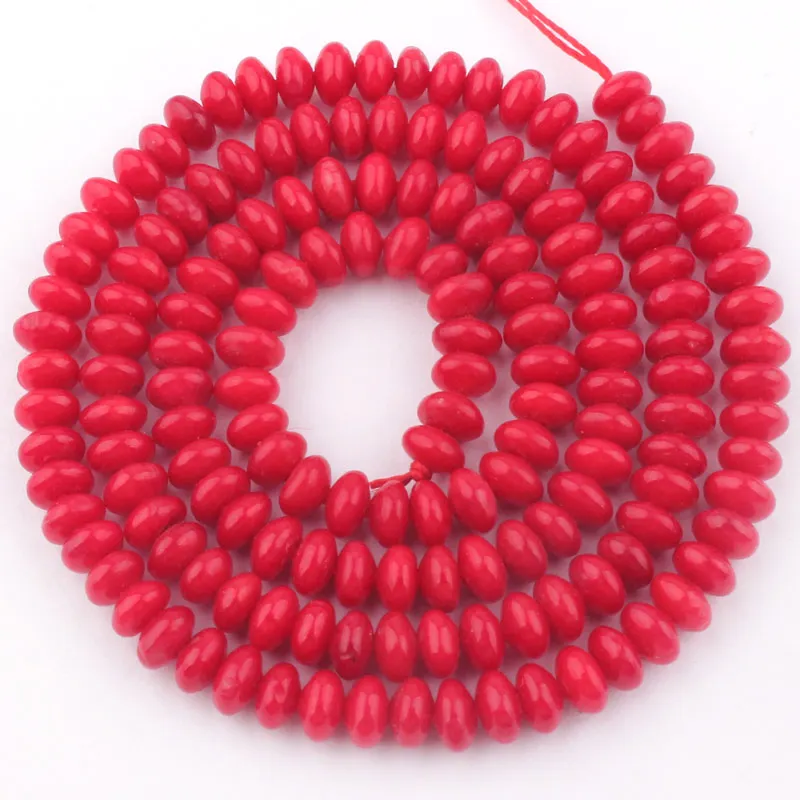 2x4 мм гладкие коралловые бусины Rondelle натуральный камень бусины для DIY Ожерелье Браслеты Серьги ювелирных изделий Свободные 1" - Цвет: Red