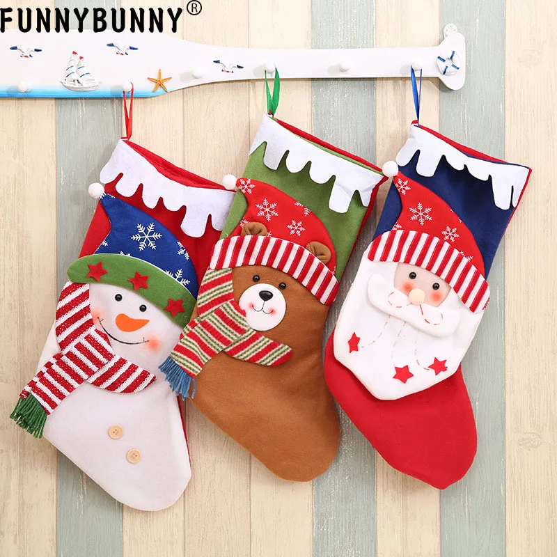 

FUNNYBUNNY Christmas Stockings Christmas Tree Ornament, Santa Claus Candy Bags Large Hanging Socks for Xmas Decoration