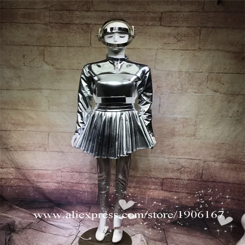 Costume futuristic technology business performance silver jumpsuit gogo DS dance team party space suit4