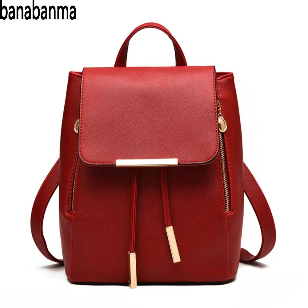 

Banabanma Women Backpack Simple Casual Vintage PU Backpack College Students School Bag Travel Bag Bags for Women 2018 ZK30
