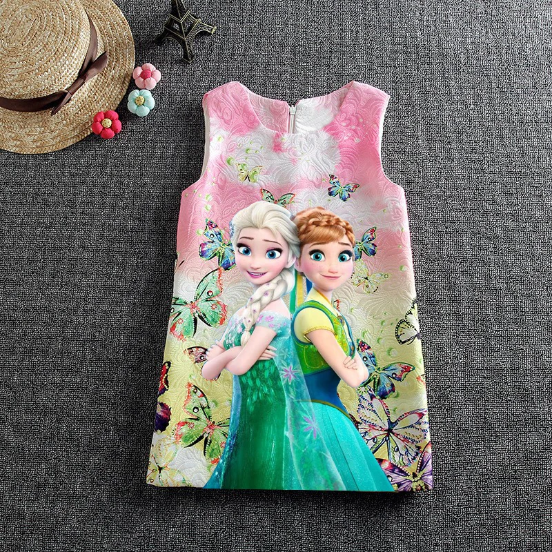 Лидер продаж года; летнее платье принцессы для маленьких девочек; vestidos Fever 2; платье Анны и Эльзы праздничное платье с принтом бабочки Детский костюм - Цвет: green pink