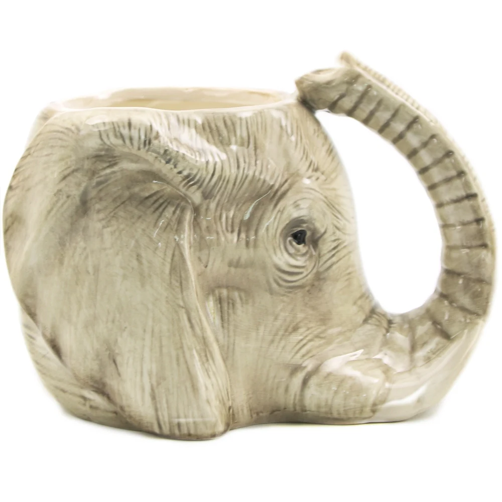 1 шт., кофейная кружка с изображениями животных, диких слонов, приключений, 3D, слон, керамическая чашка со слонами, Очаровательная Кружка для офиса - Цвет: Dark Gray