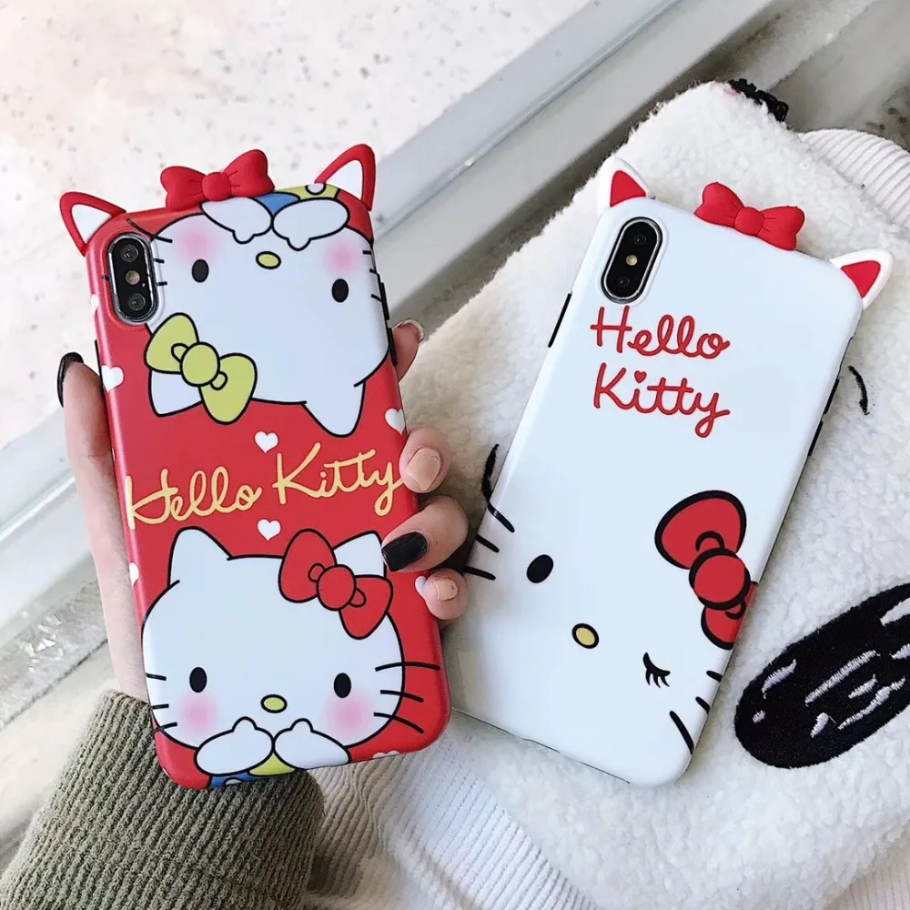 

Funny kitty Cartoon Phone Case For iphone XS Max X Case For iphone 6 6s 7 8 plus Cover Fashion Cute Ears Soft Cases Animal Capa