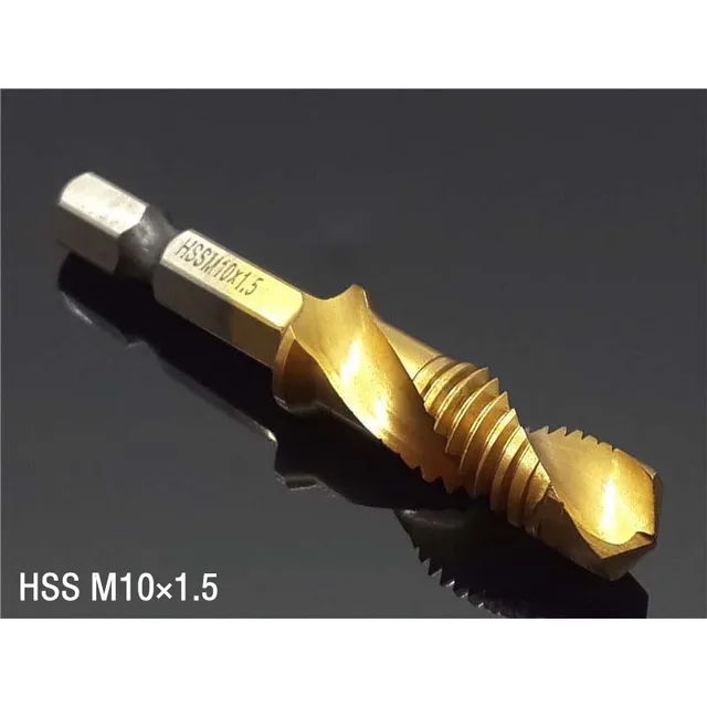 10MM HSS Hex Shank Spiral Tap Countersink Drill Reamer Titanium Soft