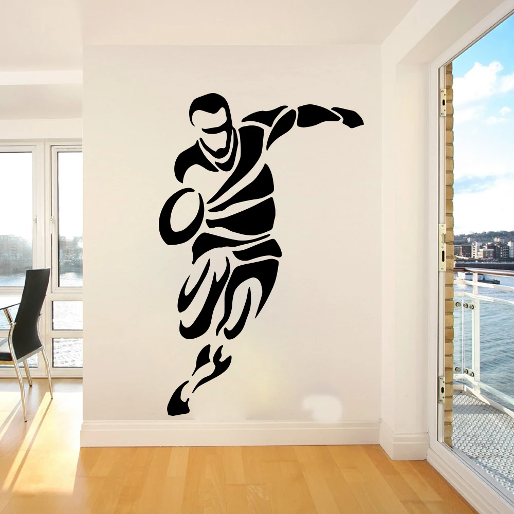 Large Rugby Player Sport Wall Sticker Bedroom Playroom Football Soccer Athlete Wall Decal Kids Room Vinyl Decor (2)