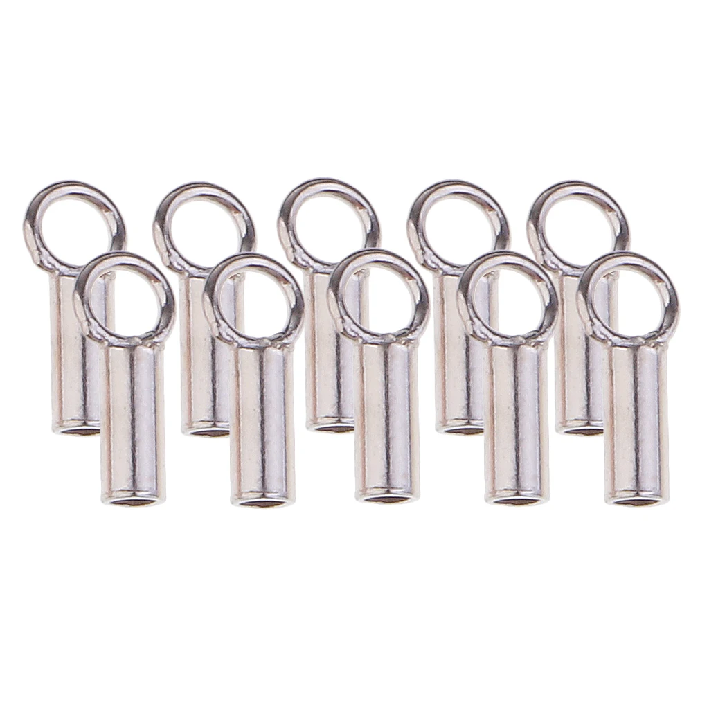10pcs 925 Sterling Tube Crimp Beads Stopper Beading Cord End Beads Jewelry Making Findings