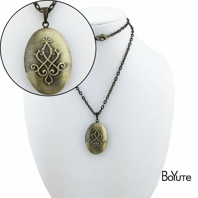 BoYuTe Retail 1 Piece 70CM Chain 23*38MM Oval Floating Photo Locket Necklace Pendant Open Necklace