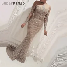 SuperKimJo Русалка с длинным рукавом Вечерние платья Robe De Soiree блестящие элегантные сексуальные вечерние платья vestido de festa