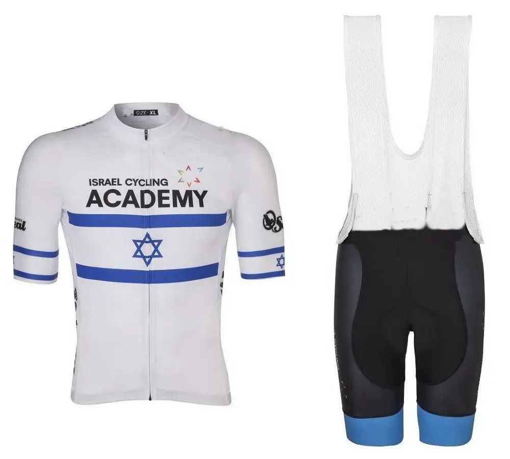 Israel Велоспорт Academy Team 4 цвета мужские велосипедные Джерси с коротким рукавом велосипедная одежда с нагрудником Шорты Ropa Ciclismo - Цвет: Белый