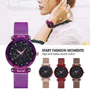 

2019 Hot Sale Luxury Women Watches Ladies Magnetic Buckle Starry Sky Clock Watches Fashion Rhinestone Female Quartz Wristwatches