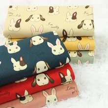 Половина ярда утолщаются хлопок ткань с милый маленький кролик печати ручной работы мешок рот золото ткань для упаковки B437