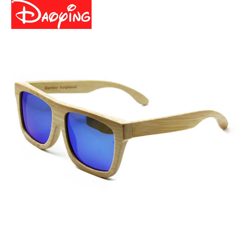 DAOYING New Hot Sale Products Men Women Glass Bamboo Sunglasses Retro Vintage Wood Lens Wooden Frame Handmade LUB104