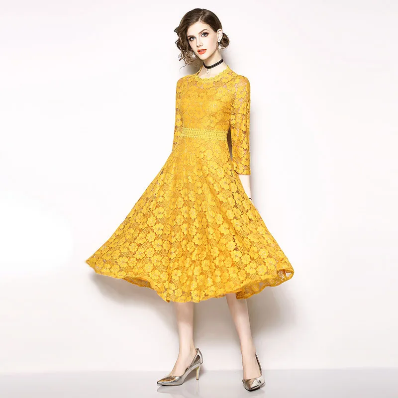 LARCI 2018 женское кружевное платье элегантные модные открытые Vestido деловые