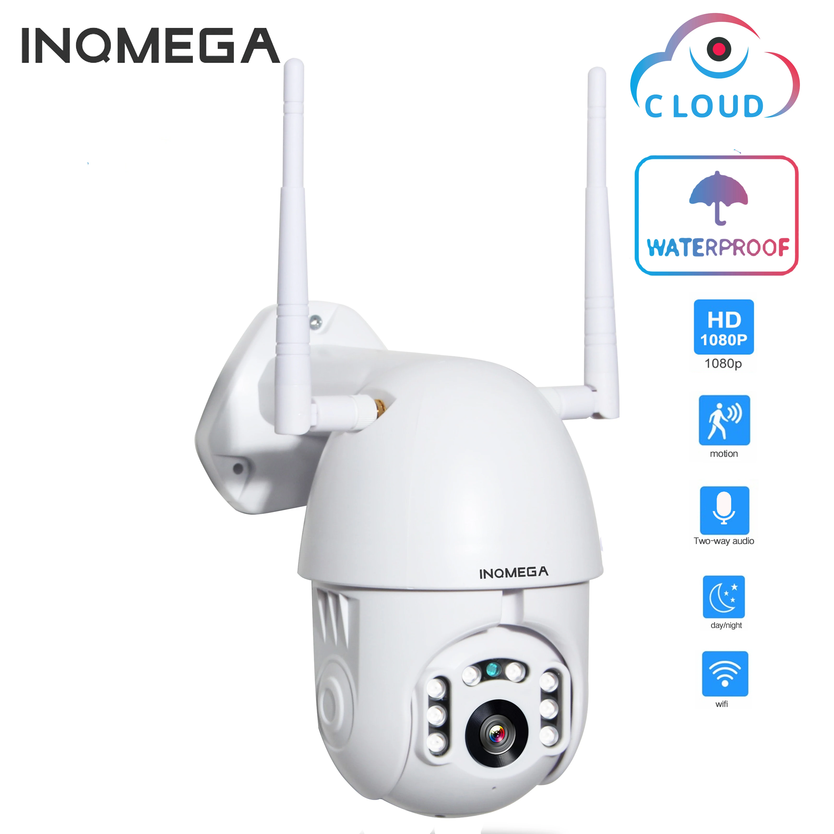 

INQMEGA PTZ IP Camera Auto Tracking 1080P 2MP Outdoor Waterproof Mini Speed Dome Camera IR 30M P2P Camera Home Security Camera