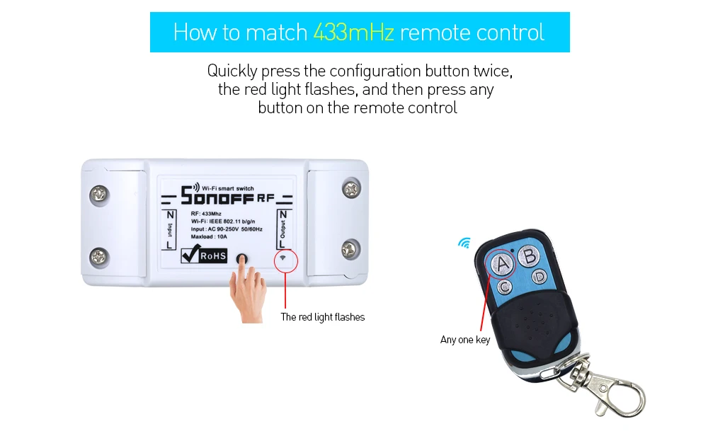 Itead SONOFF RF Wi-Fi Беспроводной переключатель для модули для автоматизации умного дома таймер Diy дистанционного управления AC 90-250V 220V 433 МГц