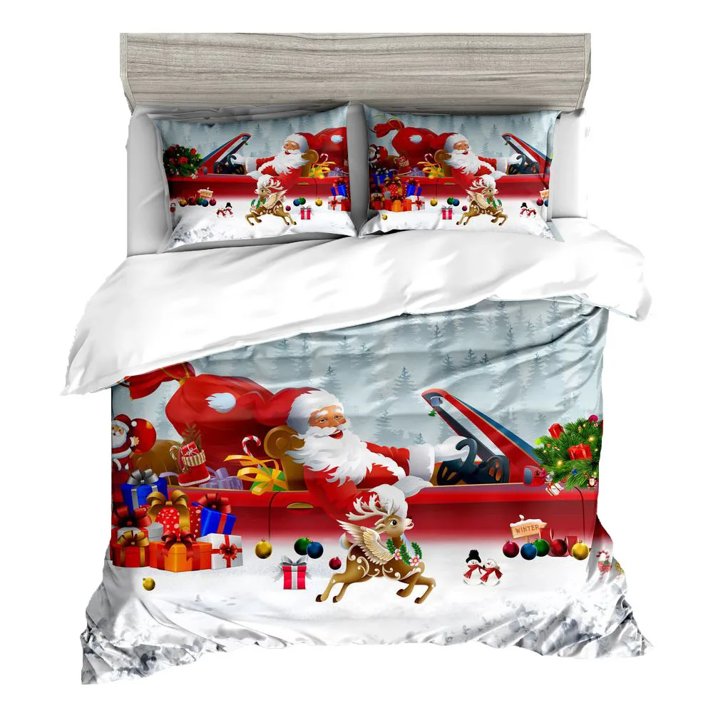 Рождественские 3d комплекты постельного белья, одеяло, пододеяльник, простыня, наволочка
