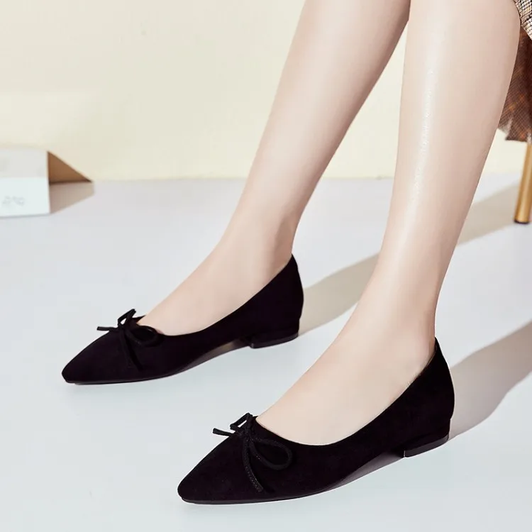 

Big Size 9 10 11 12 ladies high heels women shoes woman pumps Shoes with pointed suede bow and shallow mouth