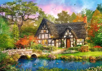 

bridge forest scenery Arts Handmade Needlework Embroidery DIY Aida Cross Stitch Kits Crafts 14CT Unprinted Home decor wall Arts