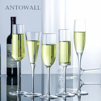

ANTOWALL Transparent Champagne Glass Cup Lead-free Crystal Goblet Party Wedding Red Wine Glass Whiskey Drinking Bar Transparent