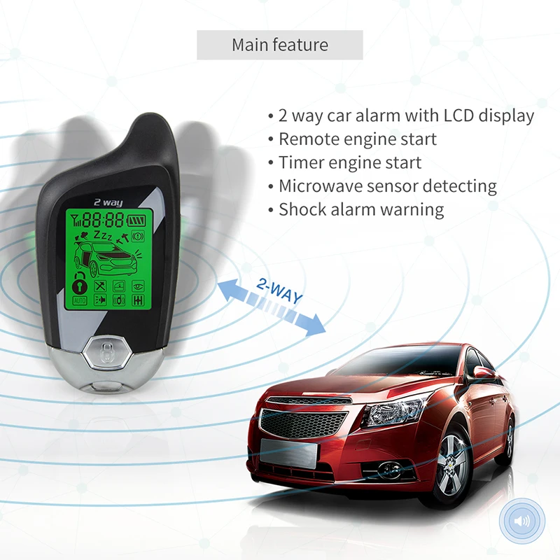 EASYGUARD Универсальный 2 полосная автомобильная сигнализация Системы ЖК пейджер