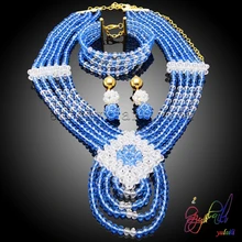 Привлекательный комплект ювелирных изделий уникальные наборы драгоценностей синий Стразы комплект ювелирных изделий