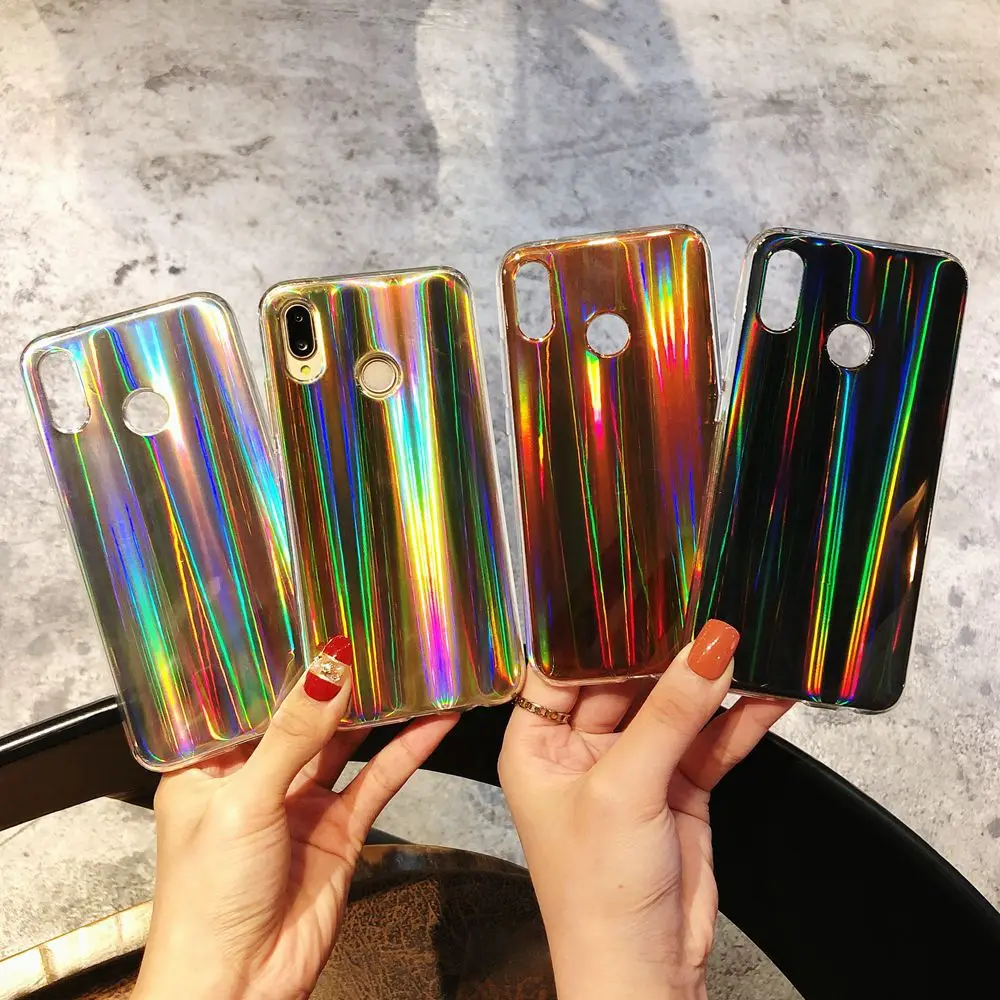 Чехлы KISSCASE с лазерным градиентом для Huawei Y9 2019 P30 P20 Aurora чехол Honor 8x P Smart y9 Y6 Y5 Y7 2018 Funda