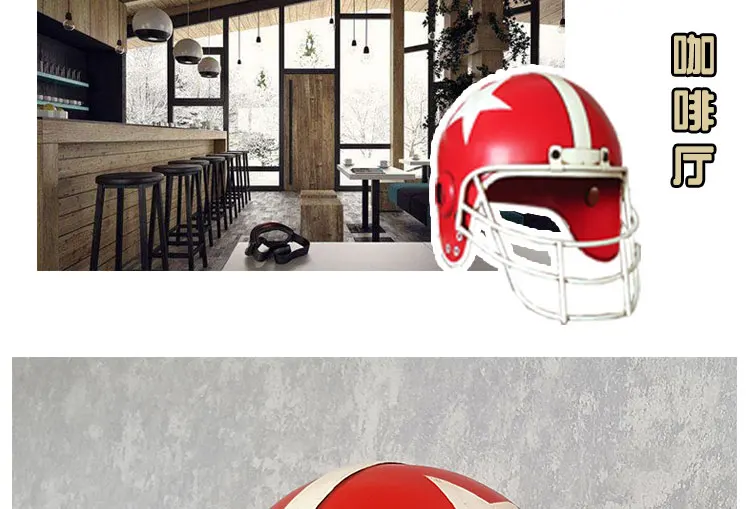 American Retro Metal Iron Football Helmet Model Restaurant Cafe Creative Wall Hanging Hat Home Decorations