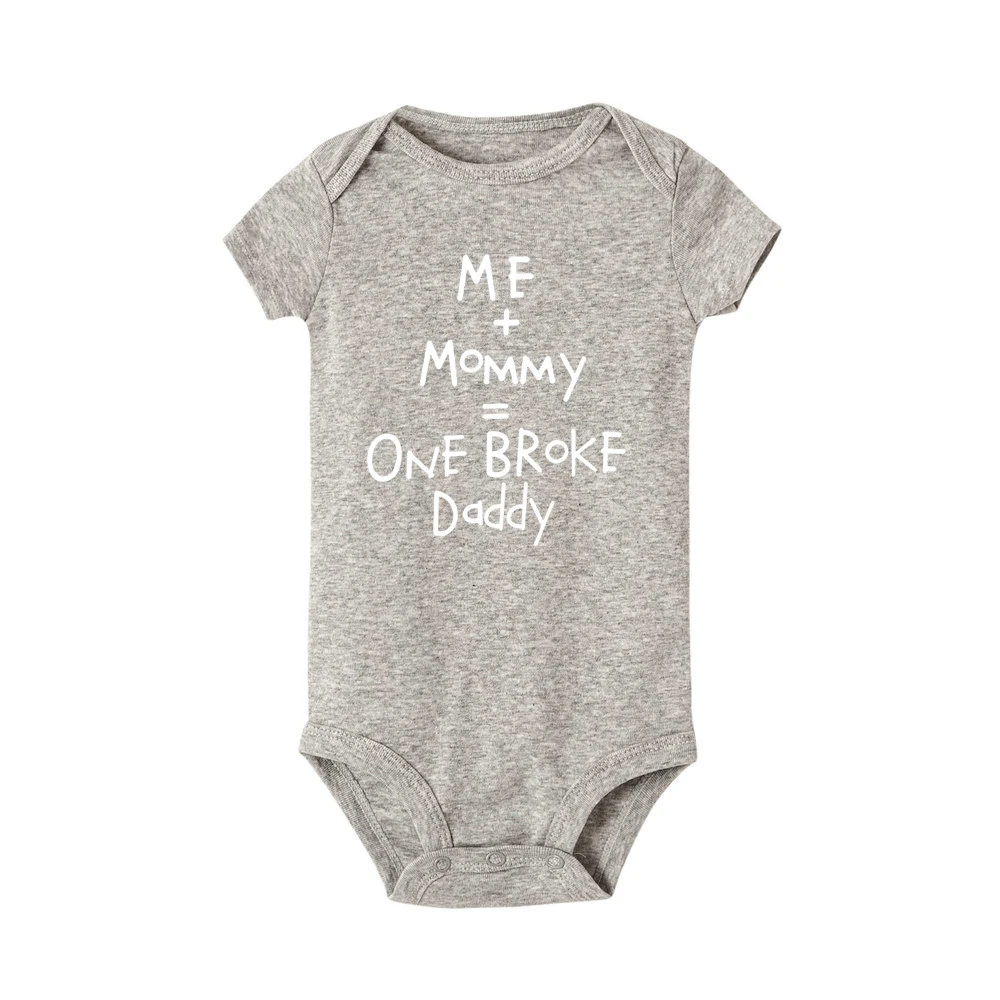 Me + Mommy = One break Daddy/белая забавная одежда с буквенным принтом для новорожденных