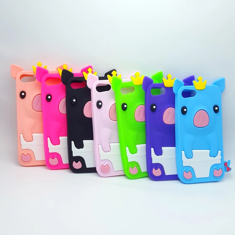 

Soft Silicone Case for iPhone 5 5s 5c SE 6 6S 7 8 4.7" Cute 3D Pig Crown Piglet Rubber Cover Skin for iPod iTouch 5 6 Phone Case