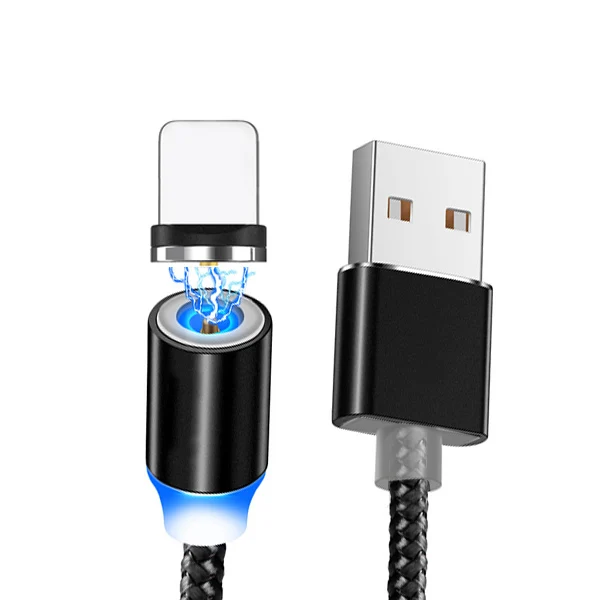 Магнитный зарядный кабель USB C с разъемом 3 А 1 м, Micro USB кабель для мобильного телефона iPhone, samsung, Xiaomi, QC3.0, быстрое магнитное зарядное устройство, кабель usb type C - Цвет: Черный