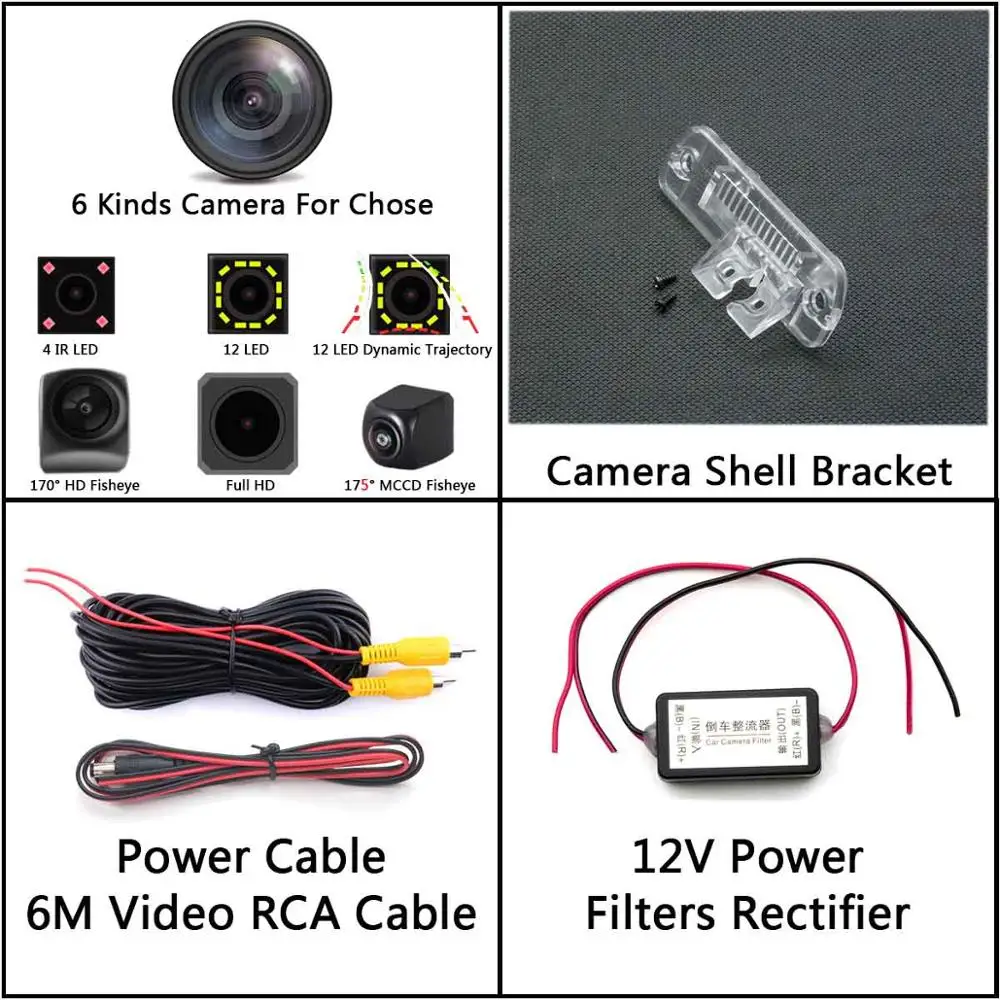 175 градусов рыбий глаз MCCD 12LED HD камера заднего вида для Mercedes Benz R GLS SLK CLS класс ML350 W220 W203 W211 W209 W219 R171 - Название цвета: Camera with Filters