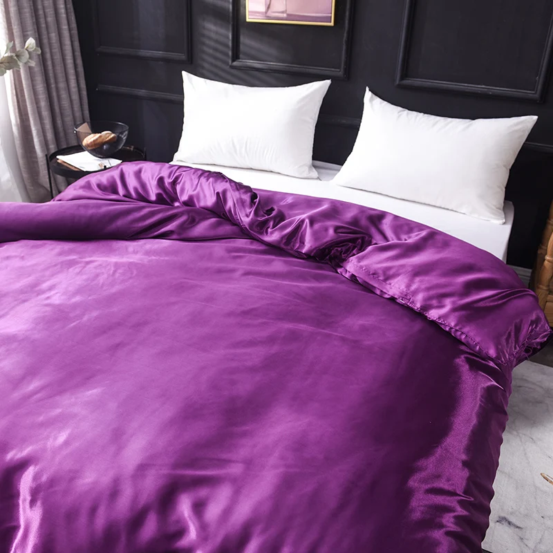 Liv-Esthete роскошный сатиновый Шелковый фиолетовый комплект постельного белья шелковистый 1 шт. пододеяльник набор постельного белья двойной пододеяльник