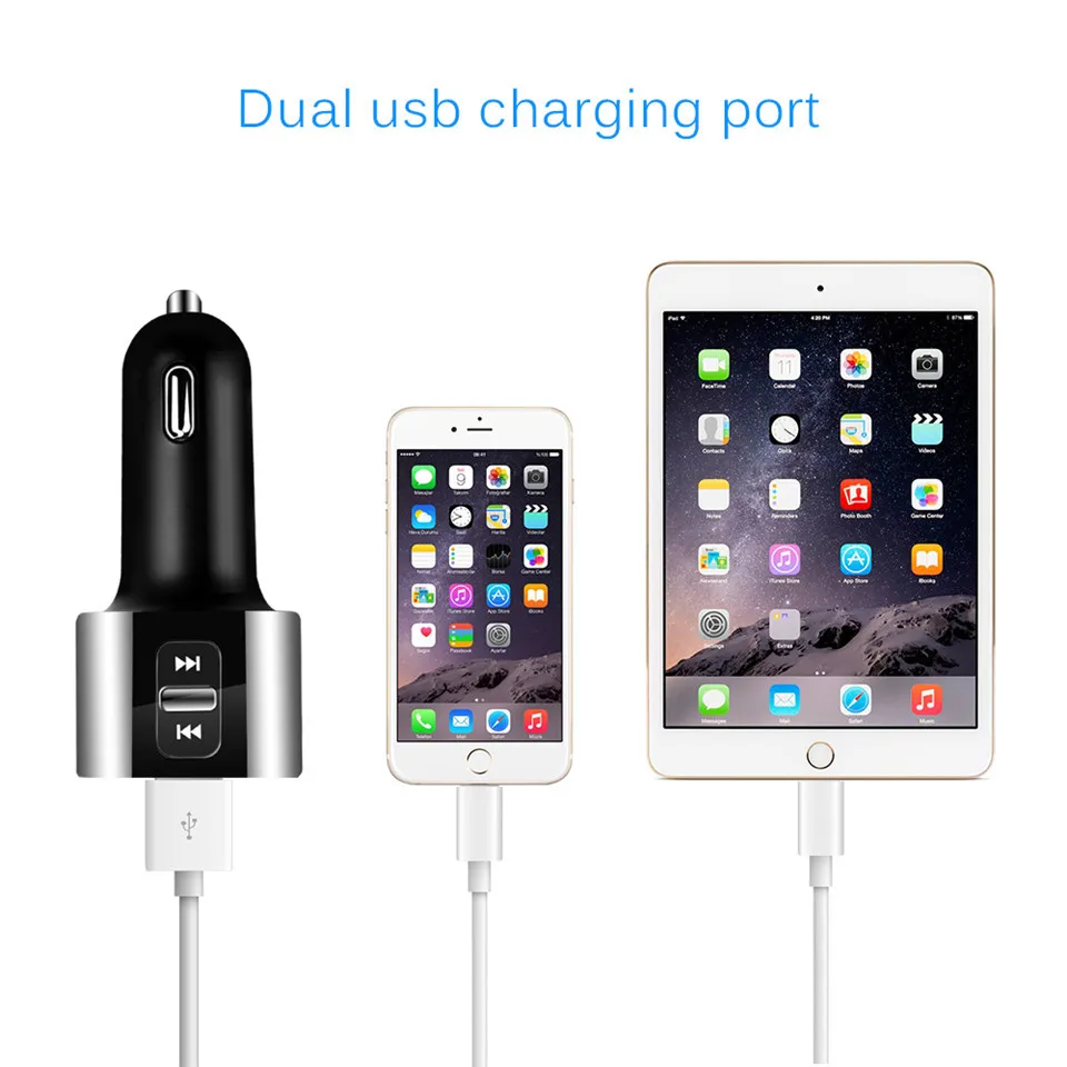 Cunymagos Wireless Bluetooth FM Transmitter Modulator Car Radio Adapter Car MP3 Player 3.4A Dual USB Car Charger Handsfree Car Kit (6)
