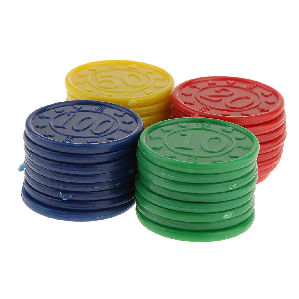 32-Pack Plastic Game Chips Set Counters for Poker, Mahjong, Roulette, Blackjack - Light weight and Washable