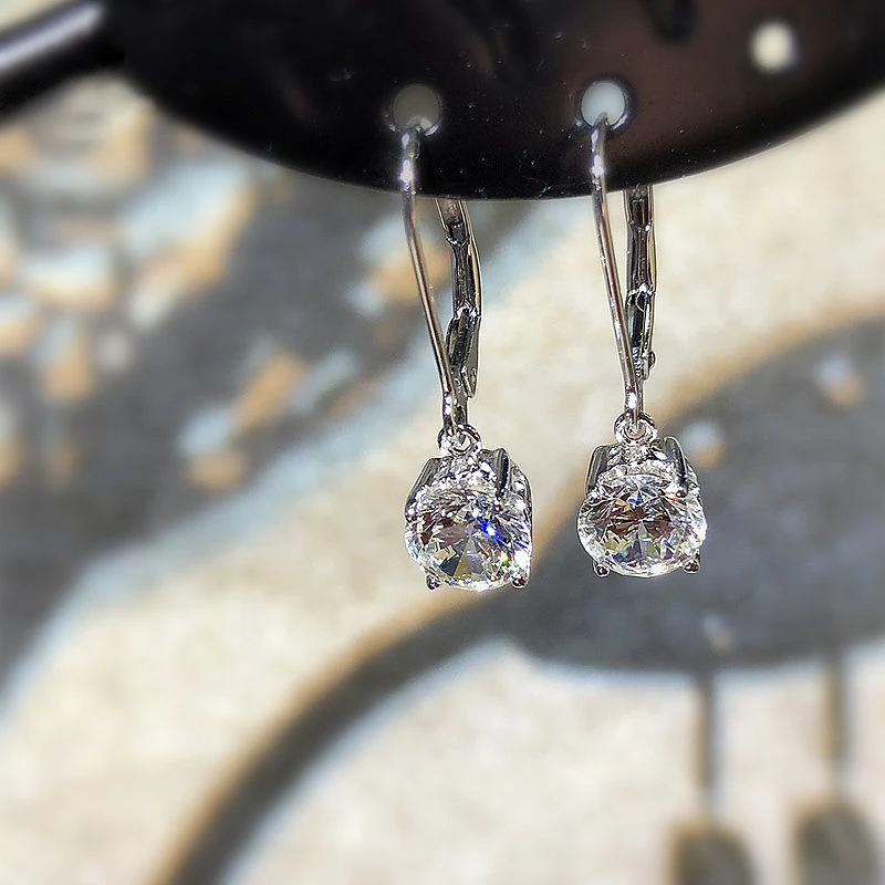 

Solid 18K White Gold 1CT AU750 6.5mm DF Color Moissanite Hoop Earrings for Women Wedding Anniversary Dangle Earrings