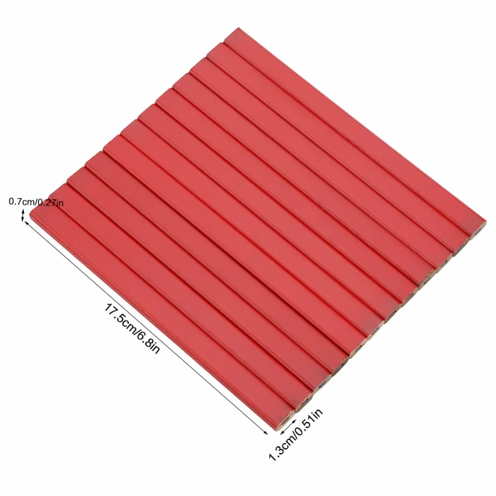 72 шт. 175 мм восьмиугольный Красный Жесткий черный свинцовый плотник карандаш деревообрабатывающий маркировочный инструмент