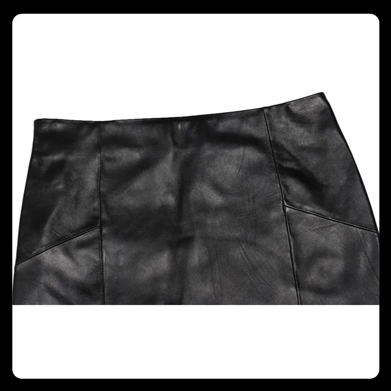 Фабричная Женская юбка из натуральной кожи, мягкая овчина, черная, большие размеры, женские юбки из натуральной кожи, женская кожаная юбка, ZH113