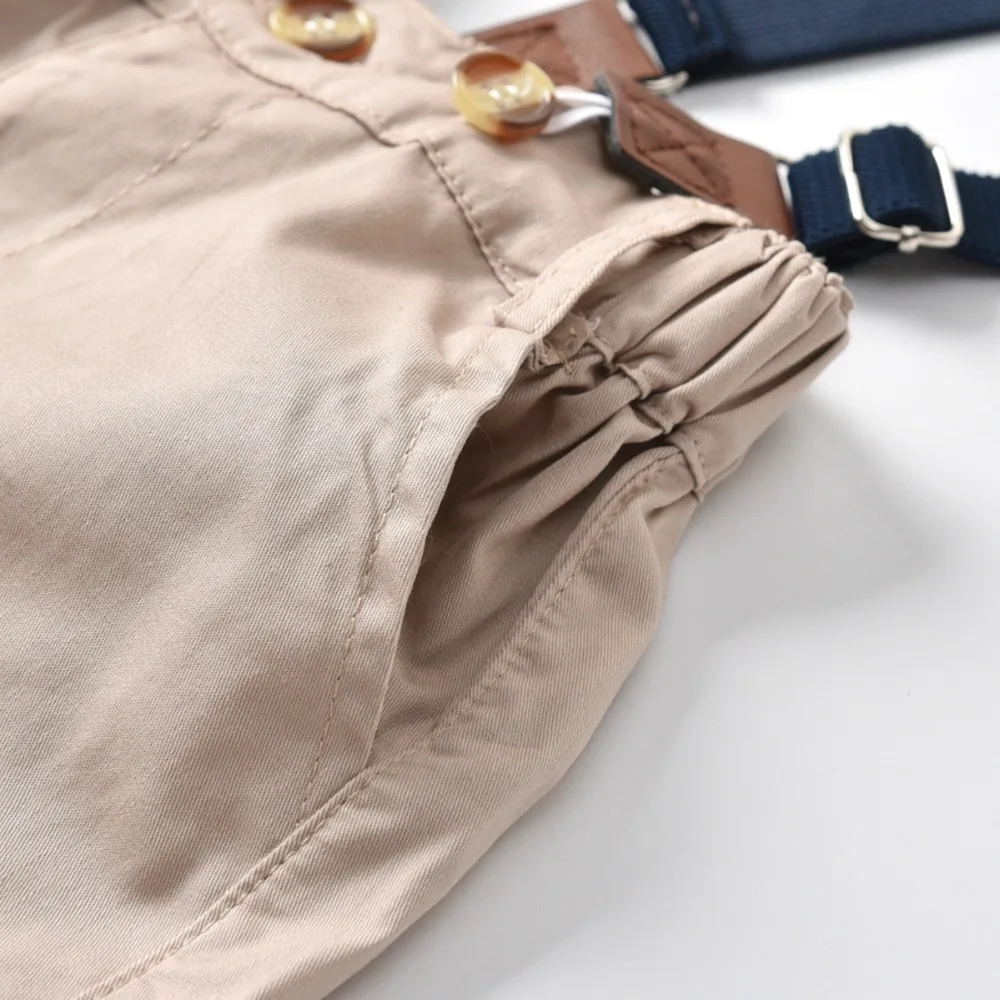 Комплект детской одежды из 2 предметов комплект одежды для маленьких мальчиков летние шорты с длинными рукавами комбинезон с галстуком-бабочкой+ шорты на подтяжках, Одежда для новорожденных малышей, комплект одежды
