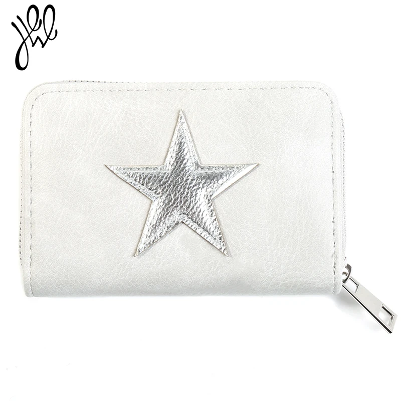 

New Mini Women Wallets Leather Star White Short Wallet Best Gift For Girls Wallet Cards Money Bag Lady Coin Purse Small 500609