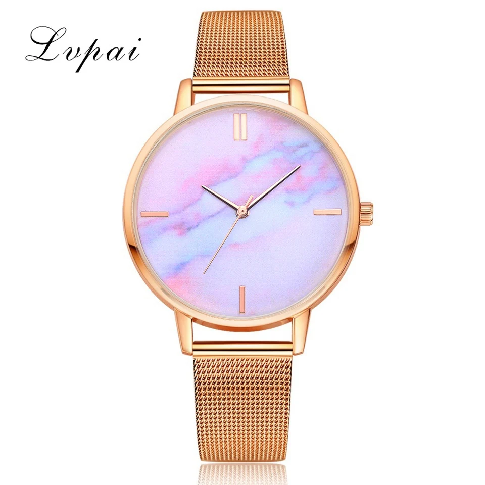 

Lvpai Brand Hot Sale Fashion Stainless Steel Rose Band Quartz Watch Luxury Women Rhinestone Watches Valentine Gift