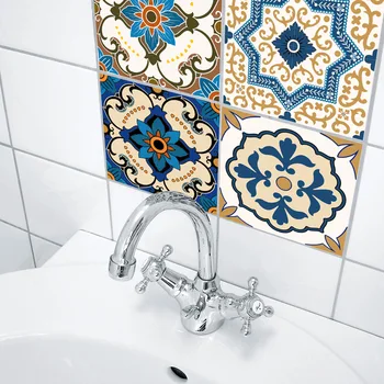 

Moroccan Tiles PVC Waterproof Self adhesive Wallpaper Furniture Bathroom DIY Arab Tile Sticker 15*15cm/20*20cm TS029