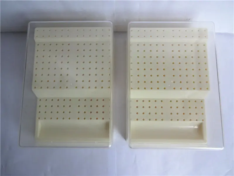 2pcs Dental Bur Block Holder Station with Lid Plastic Holds 168 Burs RA