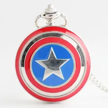 Капитан Америка Модные кварцевые карманные часы в стиле «стимпанк» роскошный щит в подарок для детей CF1032