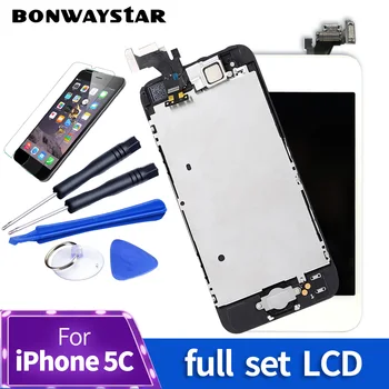 

High Quality Full Set LCD Display For iPhone 5 5S 5C LCD Touch Screen Replacement Assembly Home button+Front camera+Tools parts