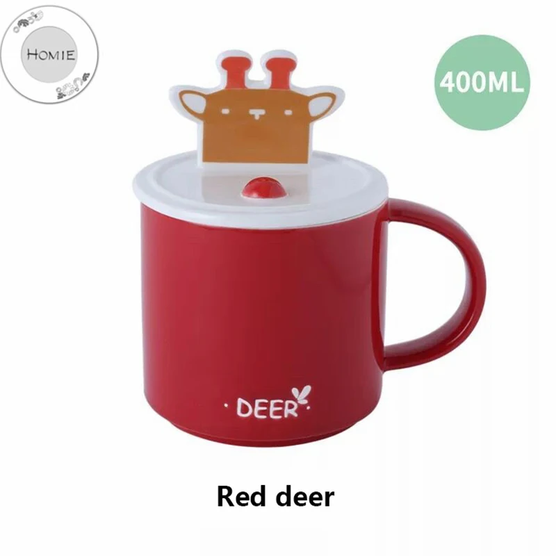 HOMIE Fun animal stent cup With lid and spoon cup Coffee Mug Large Capacity 400ml Mugs creative Drinkware Coffee Tea Cups Gifts04_