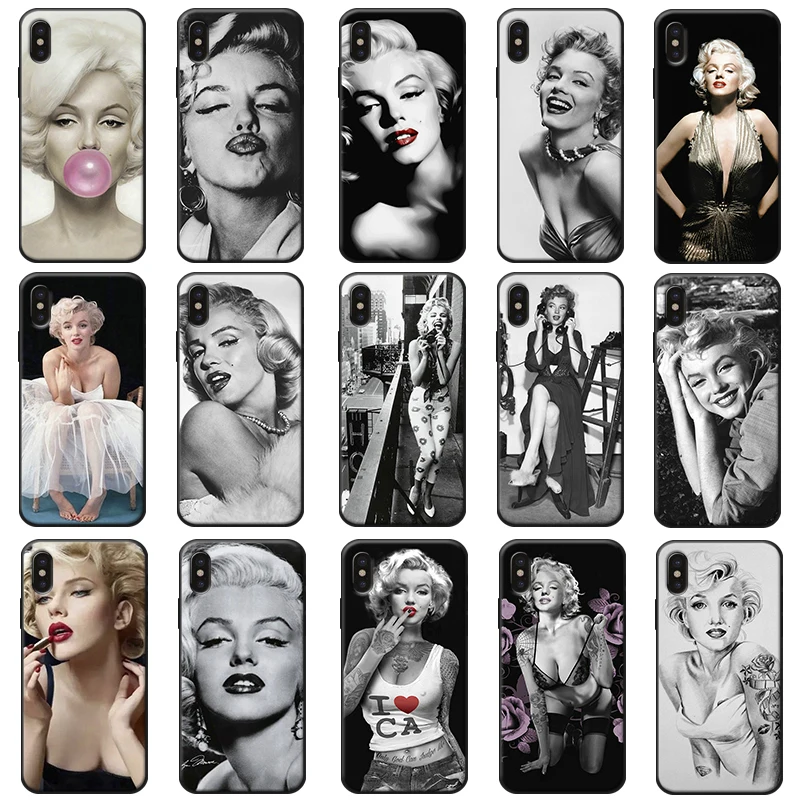 marylin monroe Painted tatooe glasses Hard Soft Silicone Phone Case for iPhone X XS MAX XR 7 8 6 6S plus 5S SE |