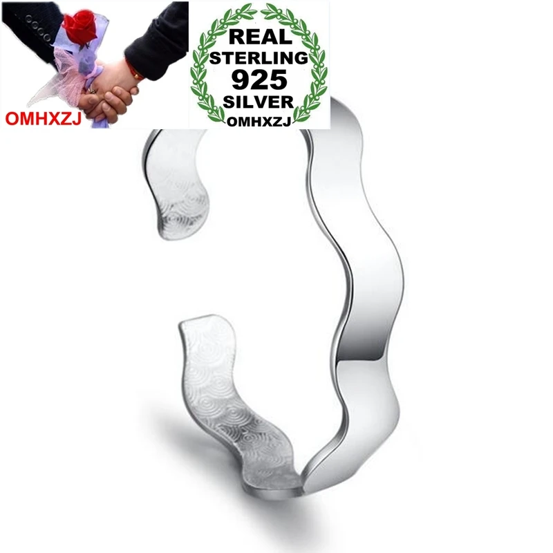 

OMHXZJ Wholesale Fashion Bohemian Woman Child Couple Gift Water Ripples 925 Sterling Silver Bracelet Bangle Open Adjustable SZ66